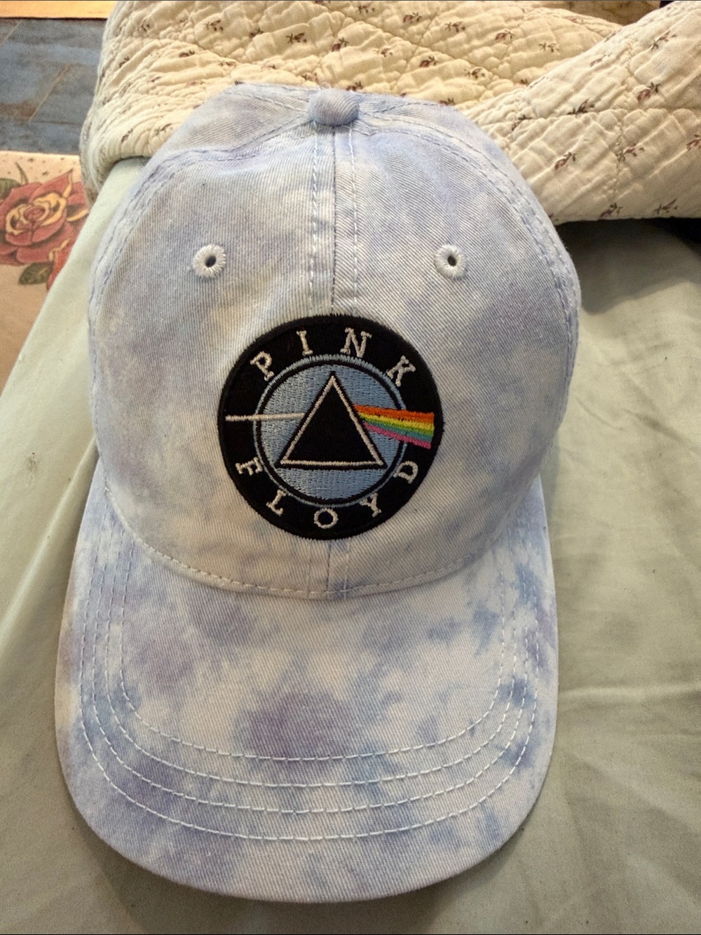 Pink Floyd Light Blue Tie-Dye Baseball Cap with Prism Patch